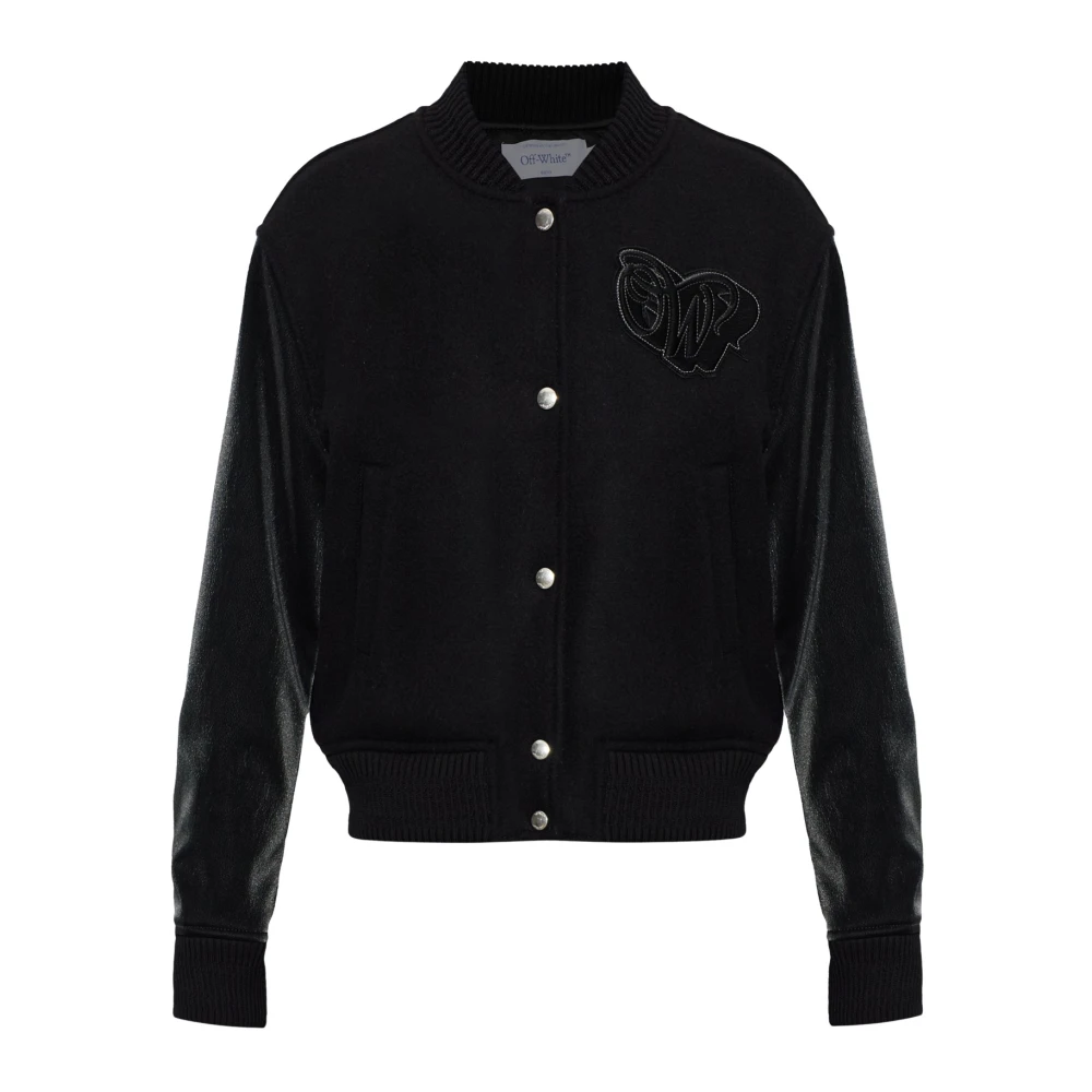 Off White Donna Black-Black Varsity Regular Velluto Spalmato Wo - Cappotti E Giacche 40 - Immagine 2