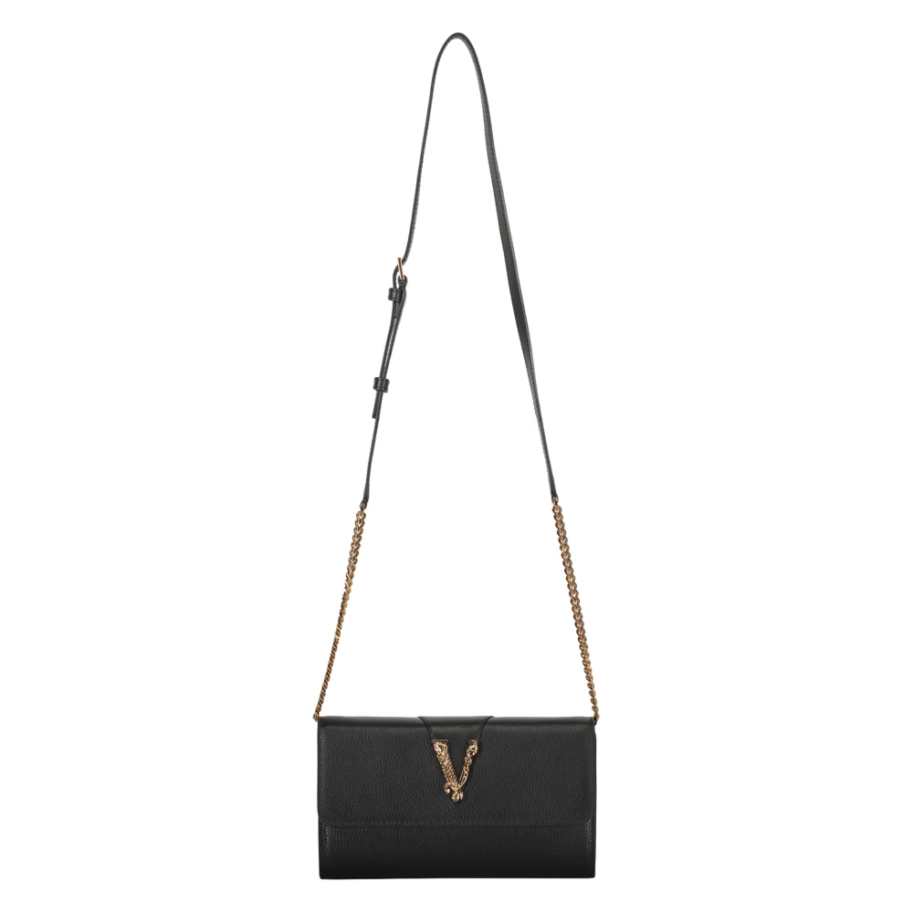 Versace Kalfsleren Clutch met Kettingriem Black Dames