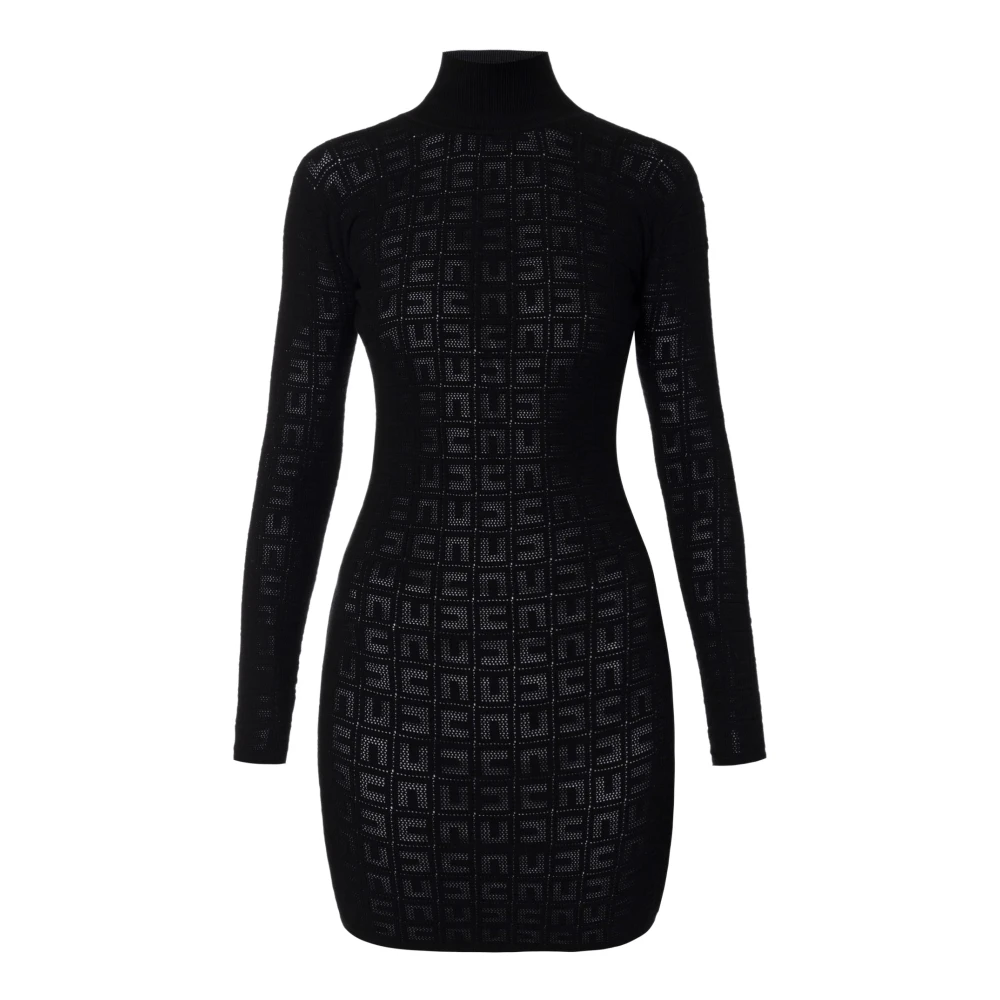 Elisabetta Franchi Zwarte Logo Minijurk met Diepe Halslijn Black Dames