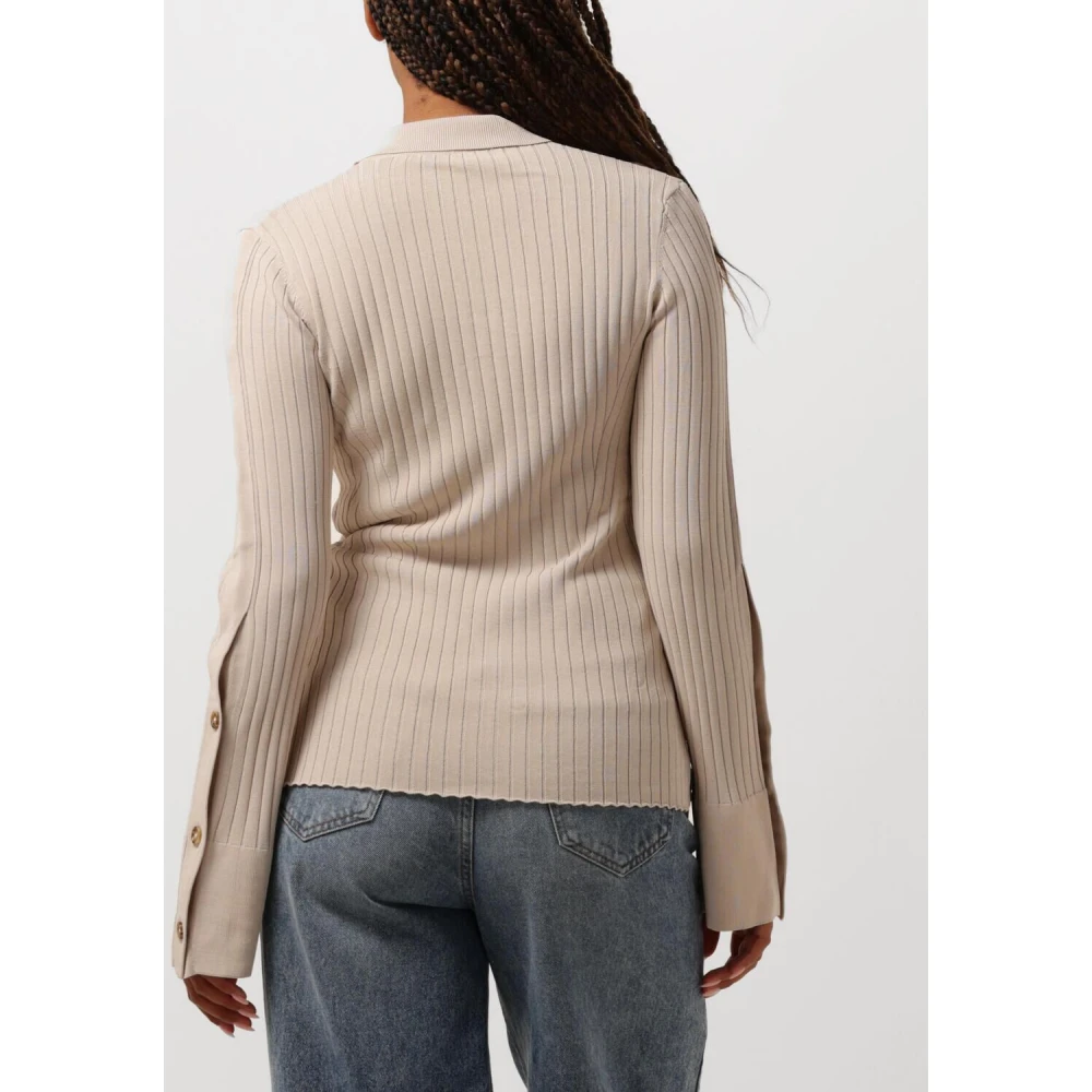 Second Female Elegant Knit Collar Vest Second Dames Beige Dames