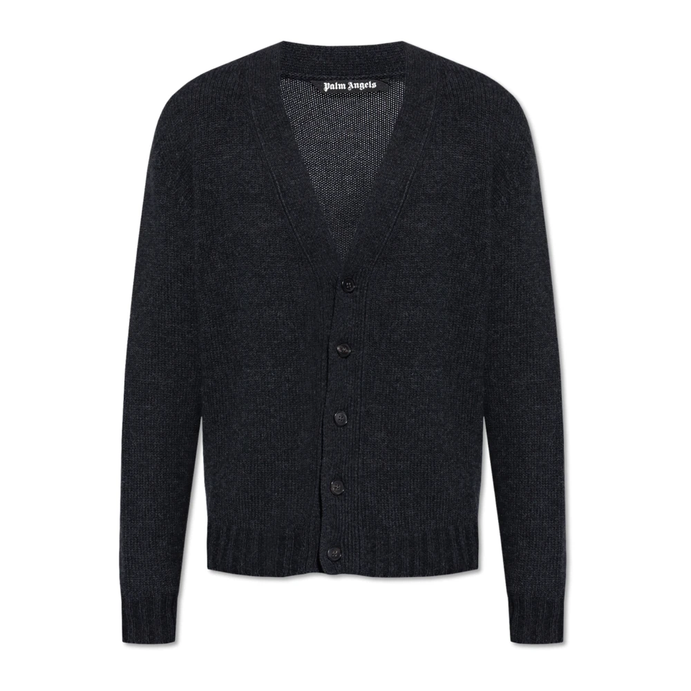 Palm Angels Cardigan met logo Gray Heren