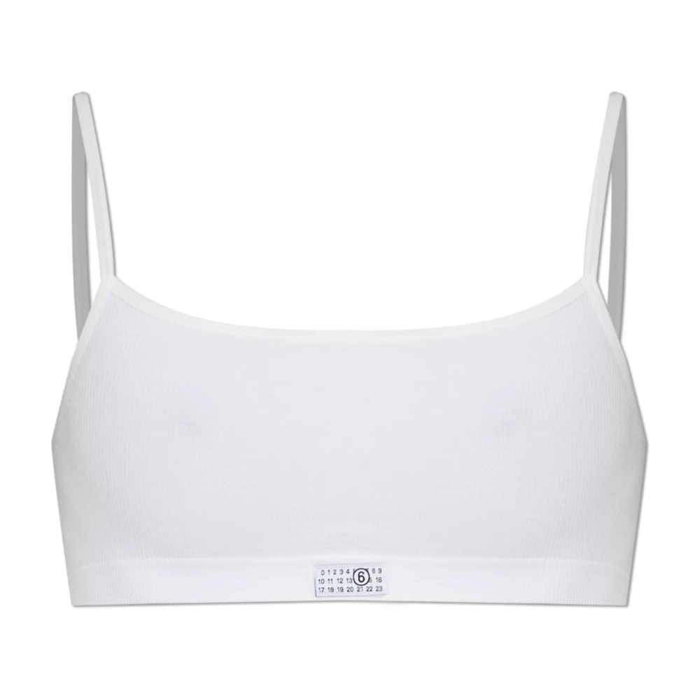 Mm6 Maison Margiela Donna Bianco Ribbed Bra