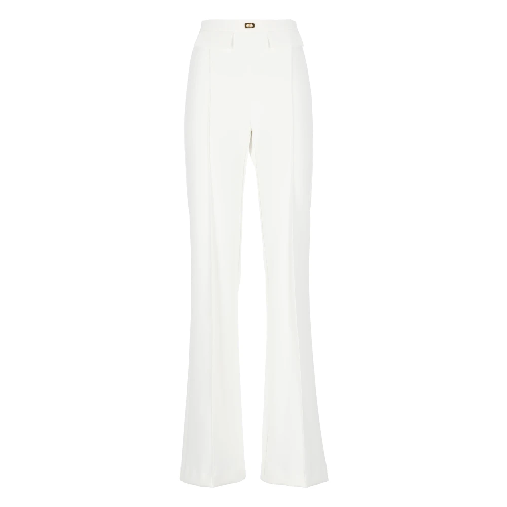 Elisabetta Franchi Ivoor Crêpe Broek met Zijrits Beige Dames