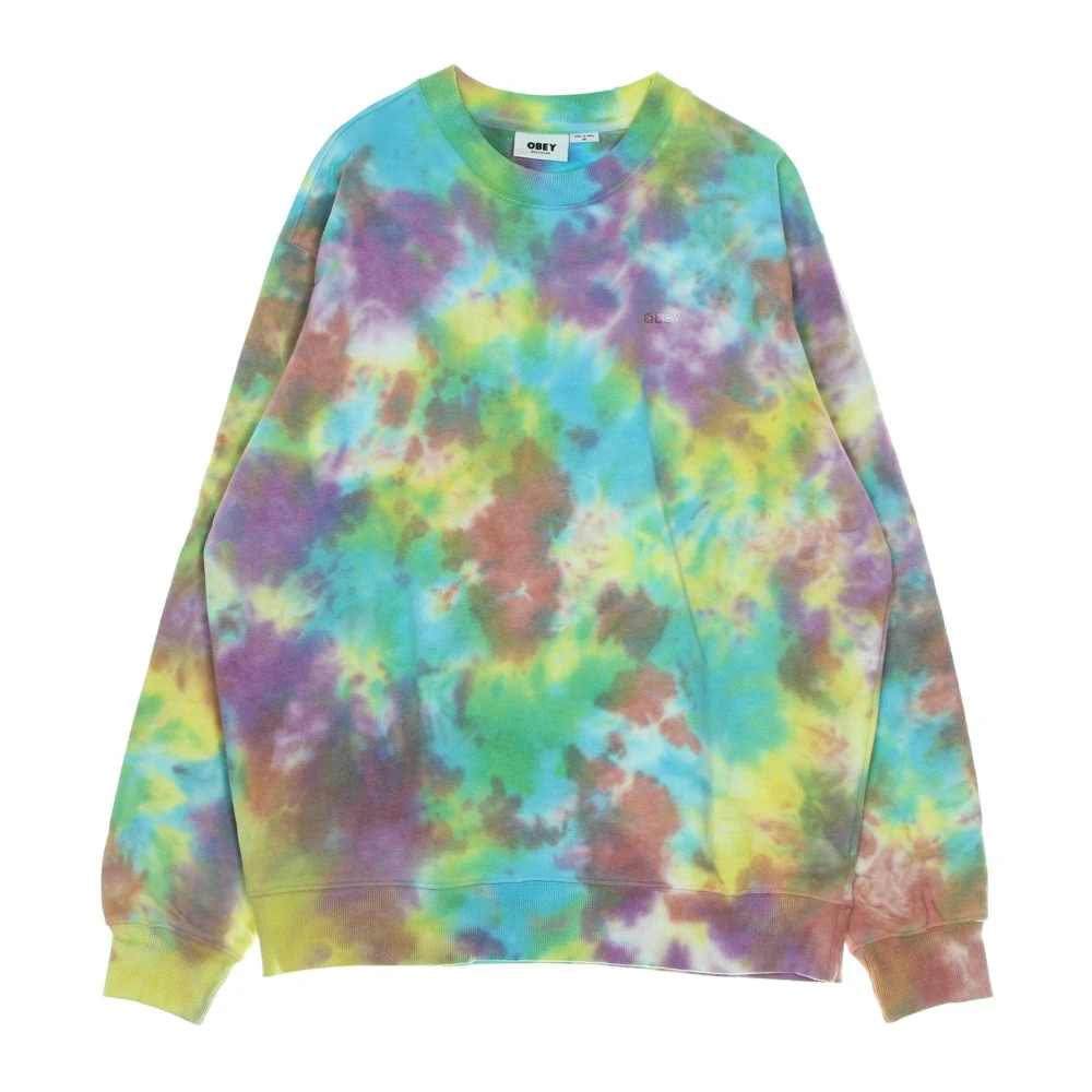 Obey Multicolor Sweatshirts, Male, Xl, Bold Tie Dye Crewneck Sweatshirt