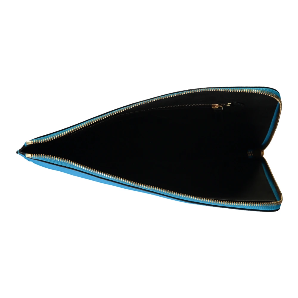 Burberry Korrelig Leren Clutch met Logodetail Blue Heren