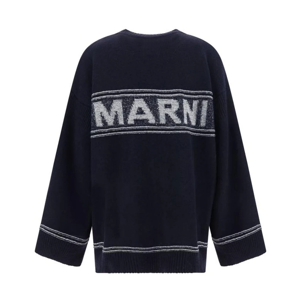 Marni Geribbelde Crew Neck Wollen Vest Blue Dames