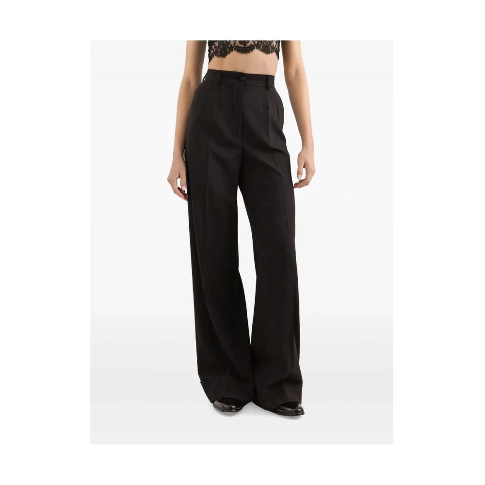 Dolce & Gabbana Zwarte hoge taille broek met zakken Black Dames