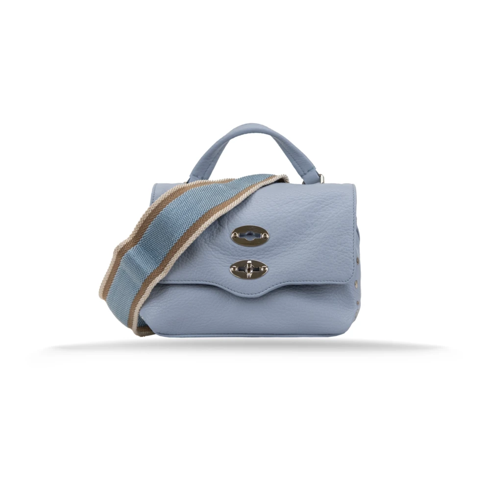 Zanellato Italiensk läder crossbody väska med metall detaljer Blue, Dam