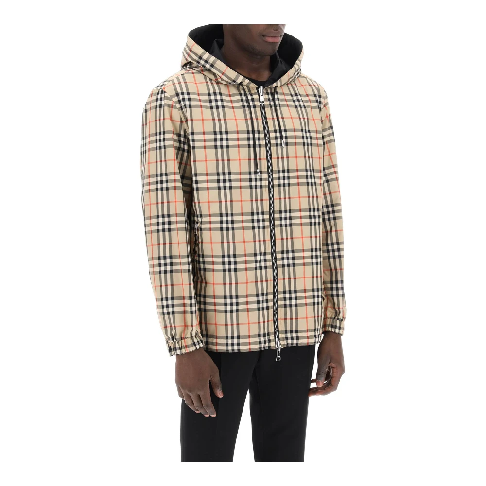Burberry Omkeerbare Windbreaker Jas met Capuchon Beige Heren