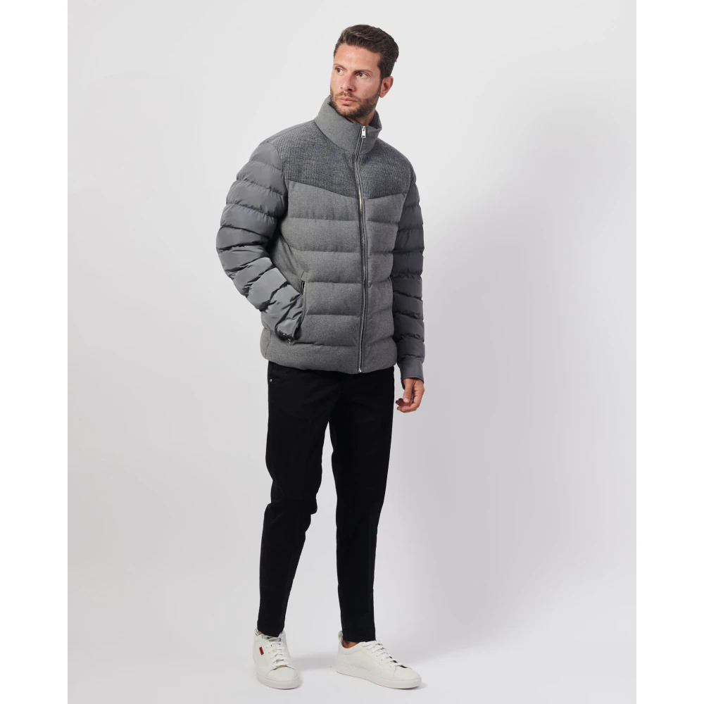 Hugo Boss Waterafstotende Grijze Jas met Wollen Paneel Gray Heren