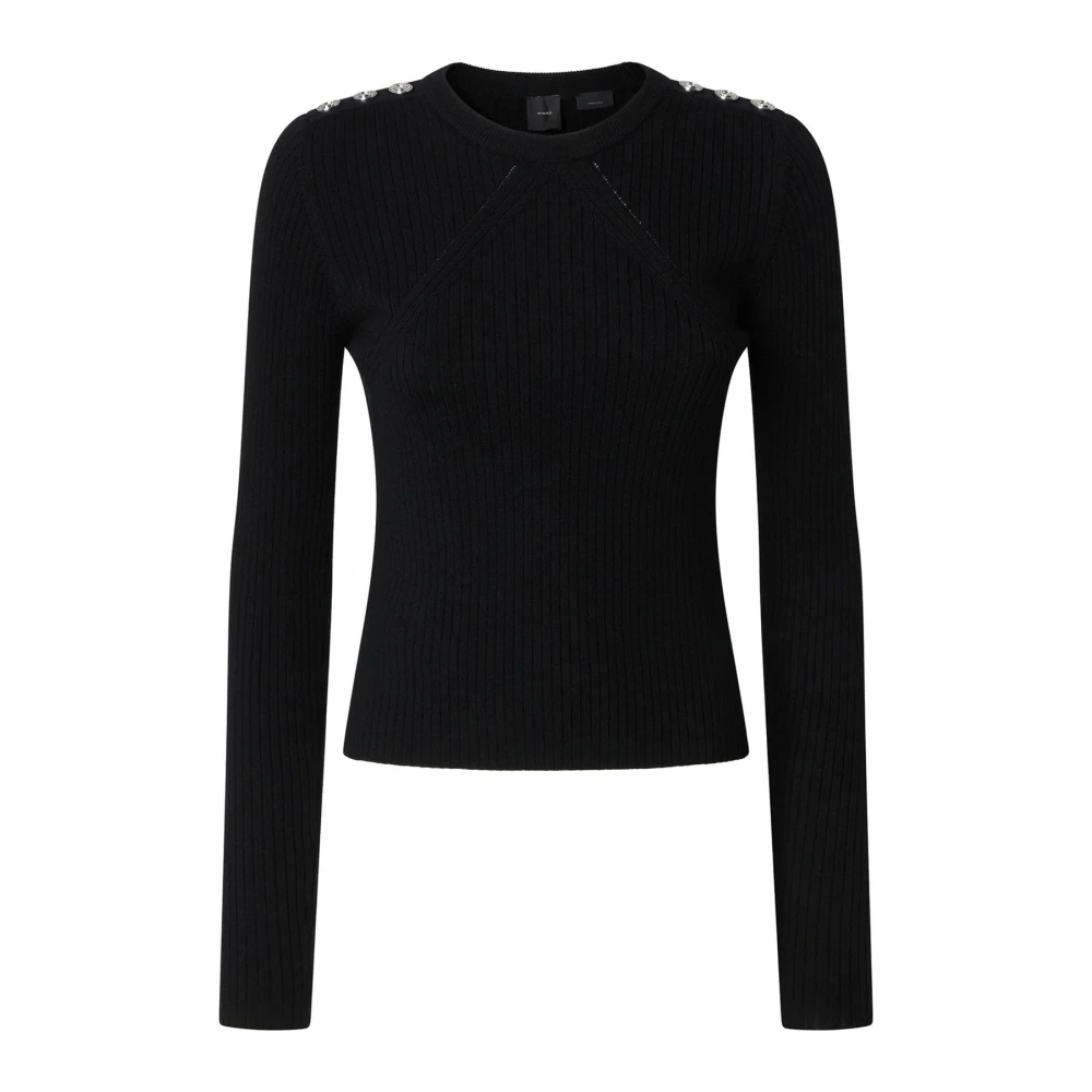 pinko Wolmix Gebreide Trui Black Dames