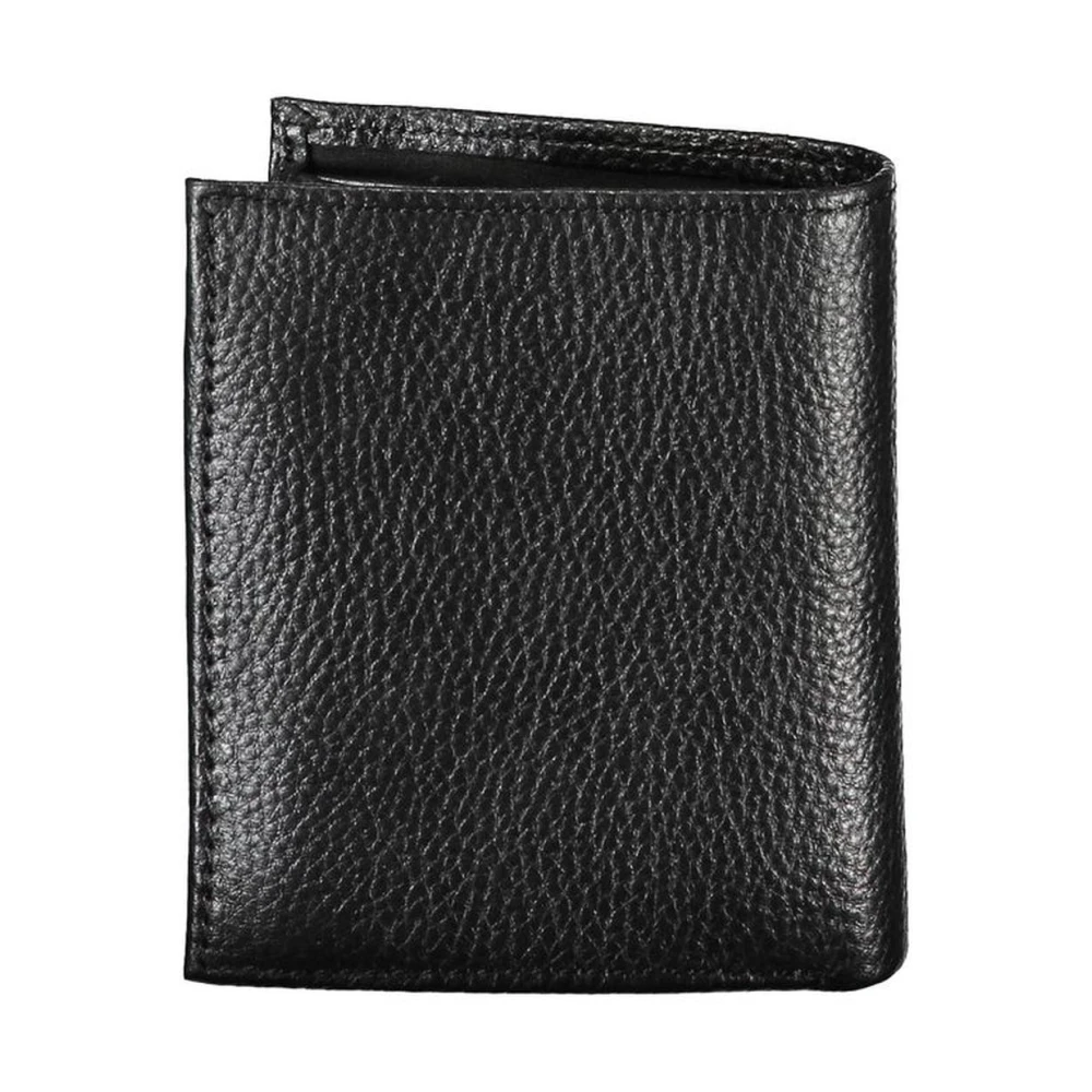 Tommy Hilfiger Zwarte Leren Bifold Portemonnee met Logo Black Heren