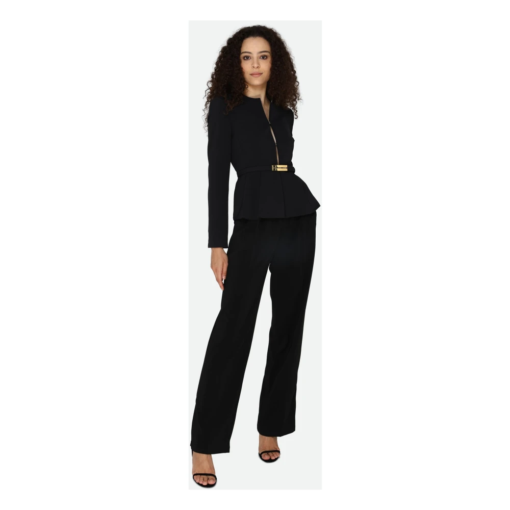 pinko Zwarte Jas met Afneembare Riem Black Dames