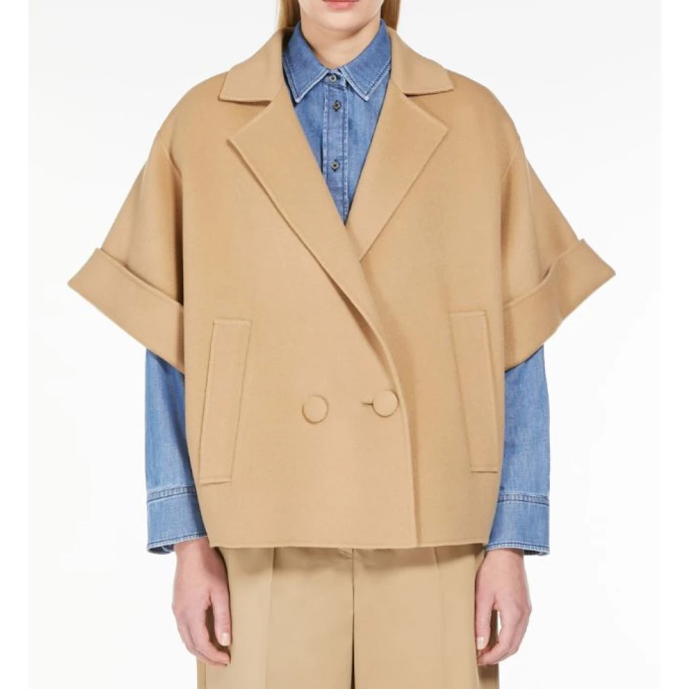 Max Mara Weekend Korte Kamelenwollen Jas Beige Dames