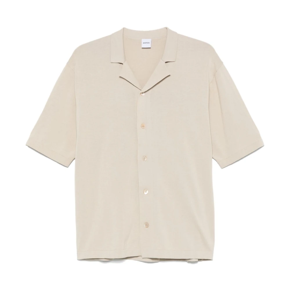 Aspesi Beige Camp Kraag Shirt Korte Mouwen Beige Heren
