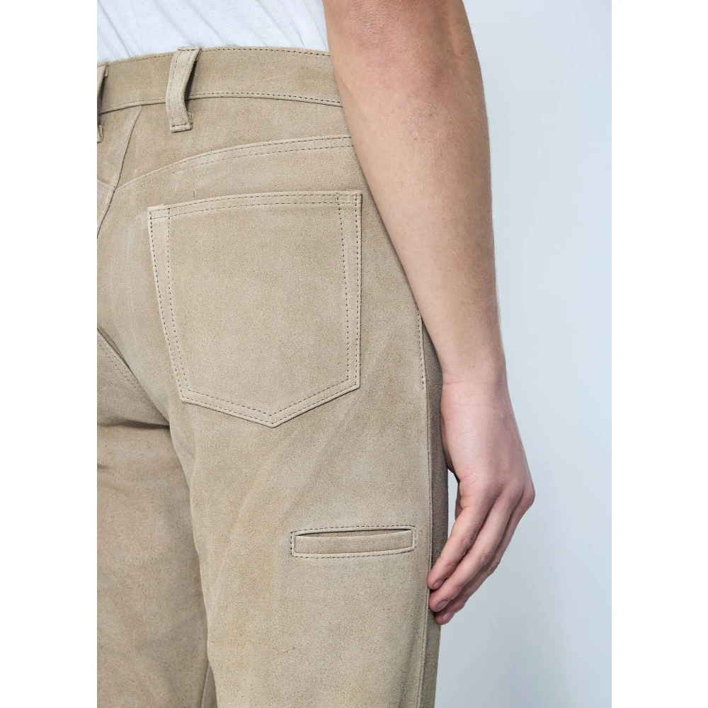 Human Made Logo Print Suède Broek Beige Heren