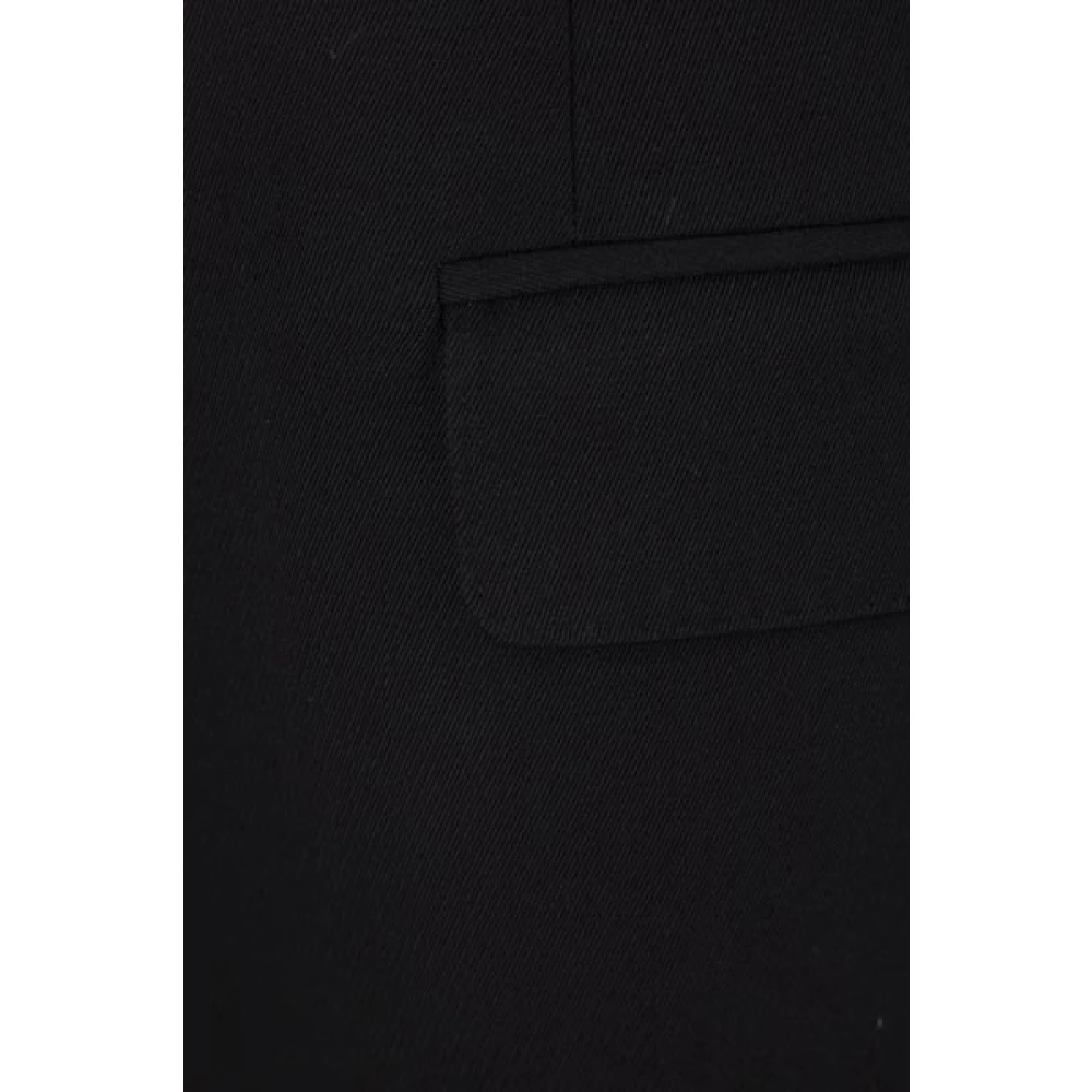 alexander mcqueen Zwarte Wolen Jas met Enkele Rij Knopen en Harnas Schouder Black Heren