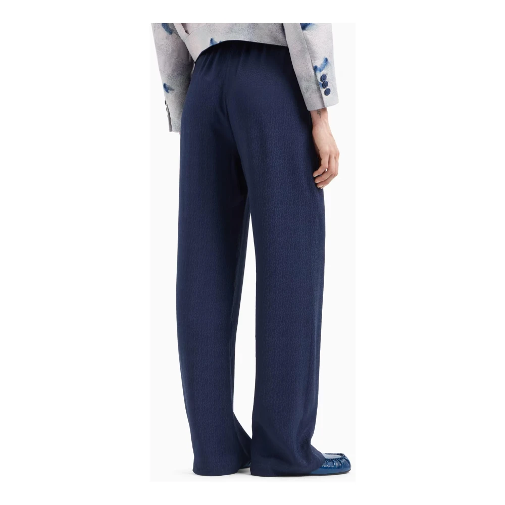 Emporio Armani Blauwe Elastische Taillebroek Zijzakken Blue Dames