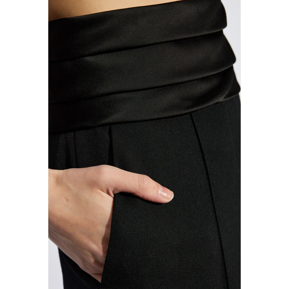 Balmain Wollen broek met beenstiksels Black Dames