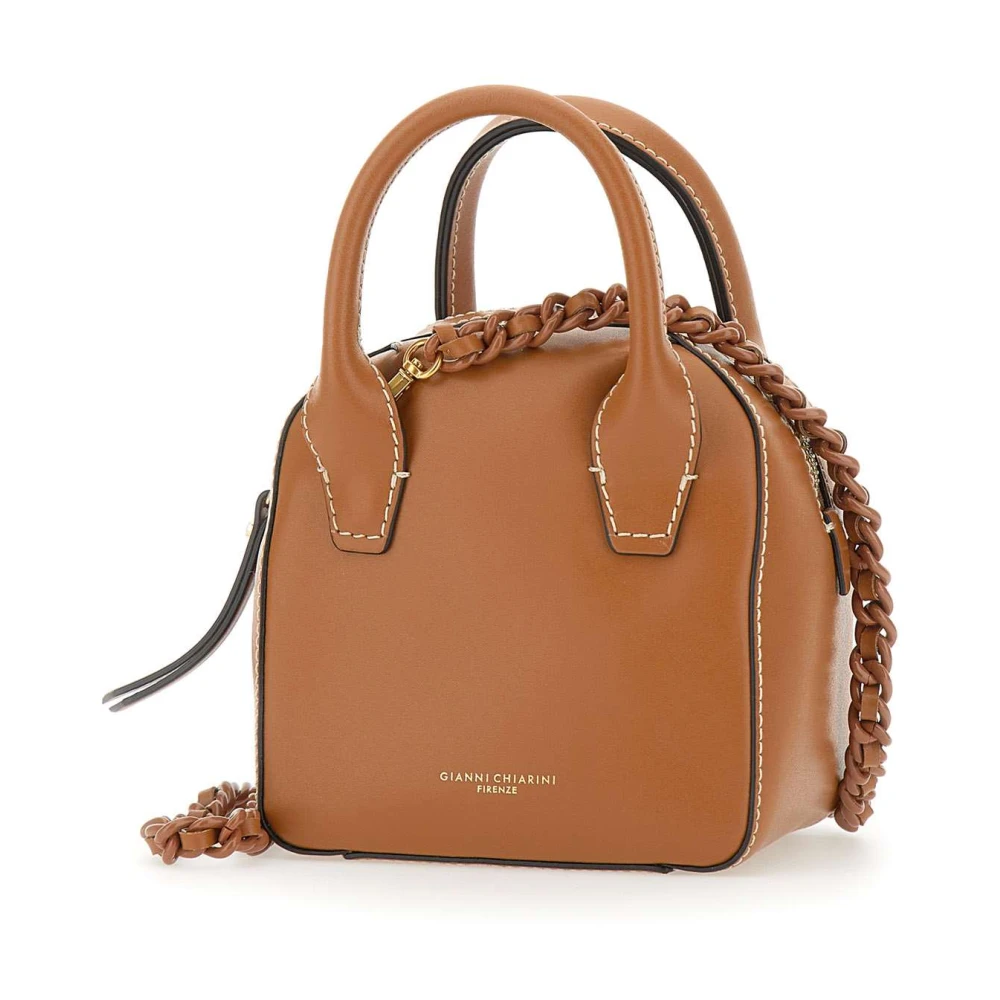 Gianni Chiarini Bruine leren handtas met kettingriem Brown Dames