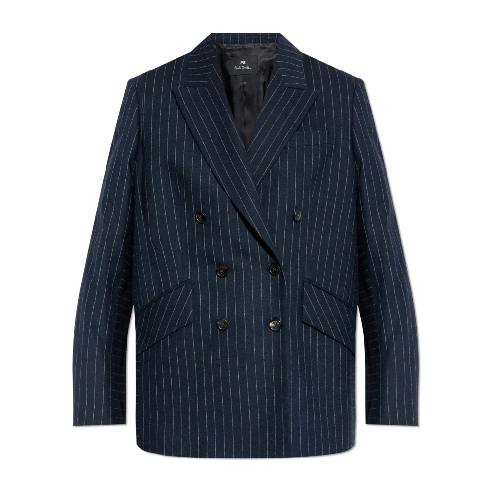 PS By Paul Smith Double-breasted blazer met gestreept patroon Blue Dames