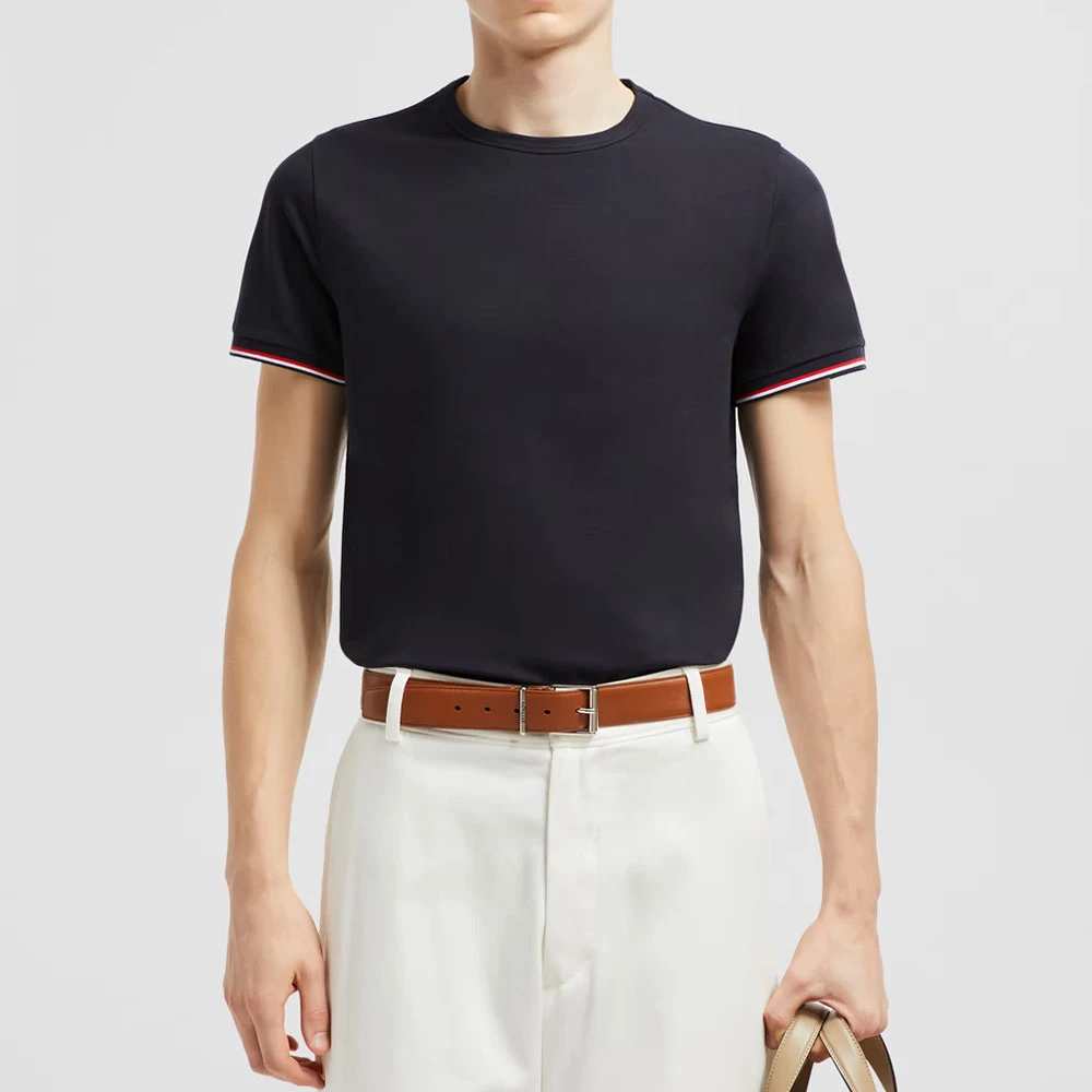 Moncler T-shirt met tricolour trim Navy Blue Heren