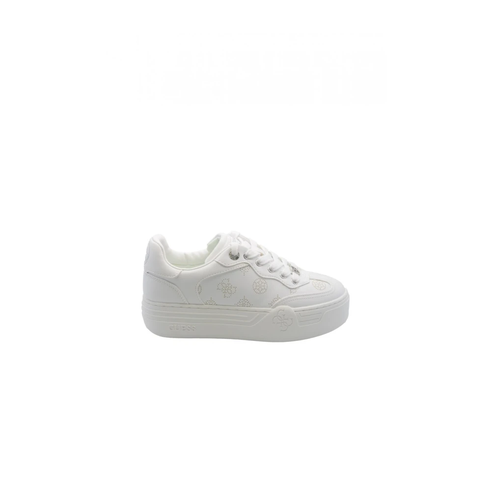 Guess Perforated Panel Sneakers Dames Schoenen Wit