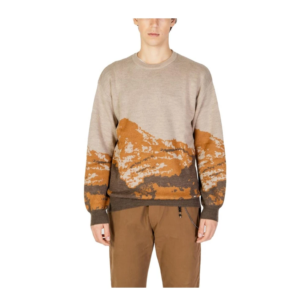 Gianni Lupo Wolmix Gebreide Trui Brown Heren