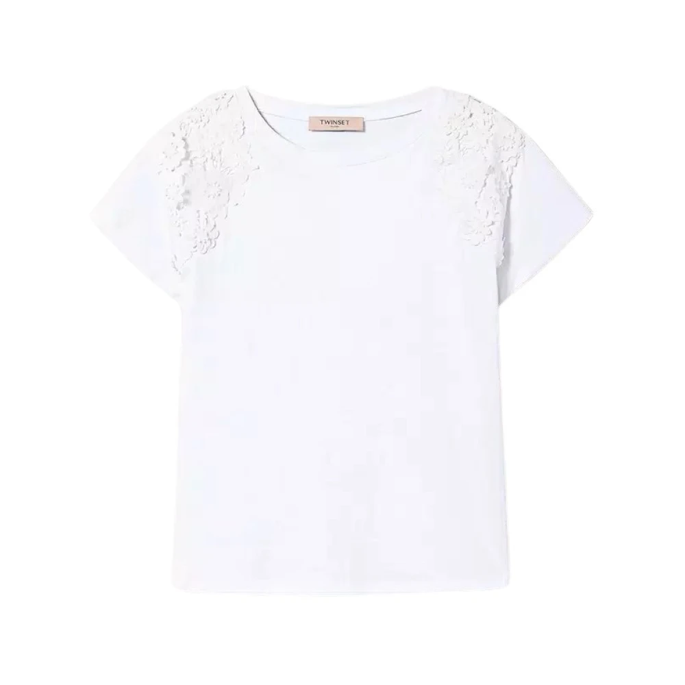 Twinset Bloemen Patch T-shirt White Dames