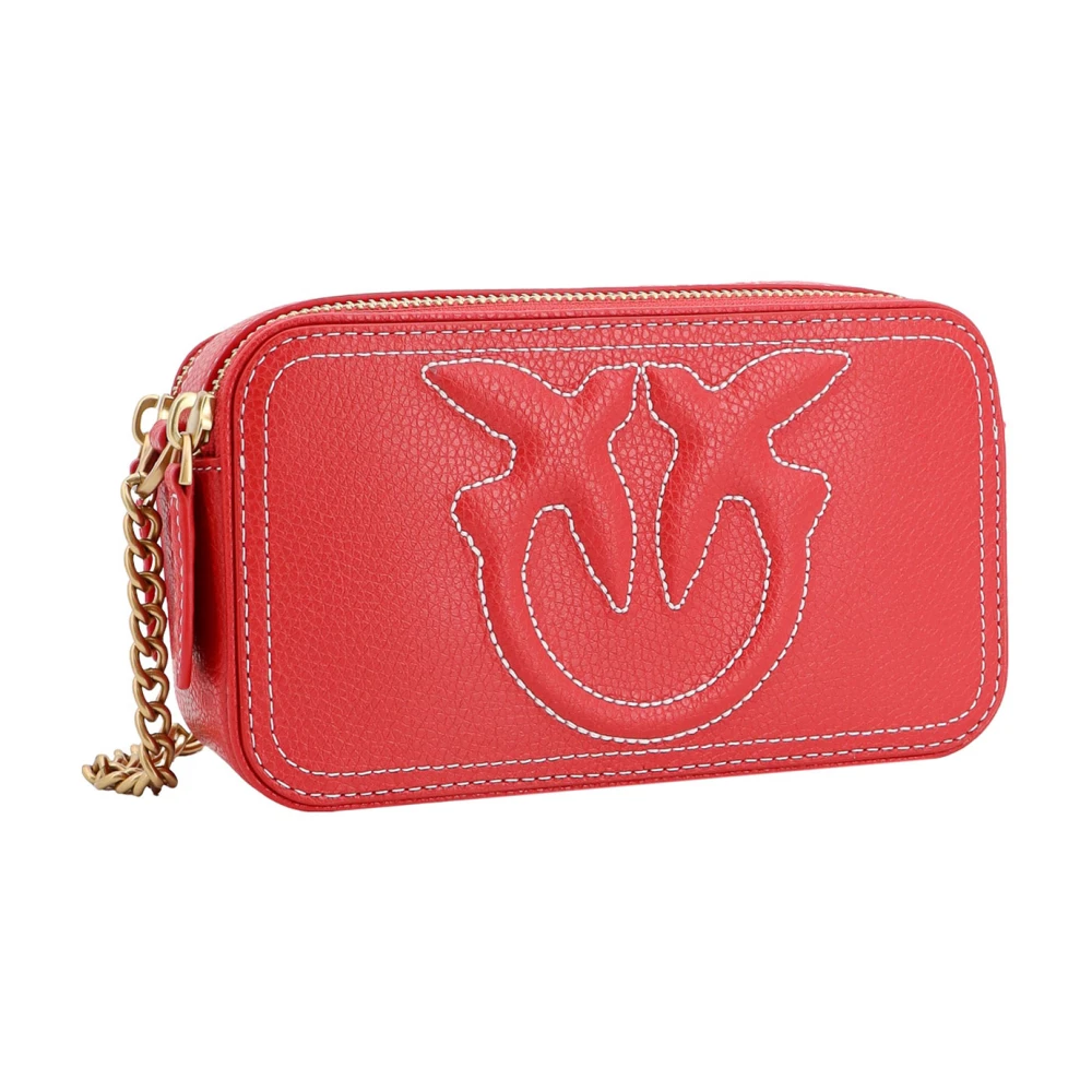 pinko Love Birds Leren Cameratas Red Dames