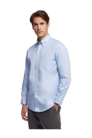 Milano Slim-fit niet-ijzeren overhemd, pinpoint, button-down kraag