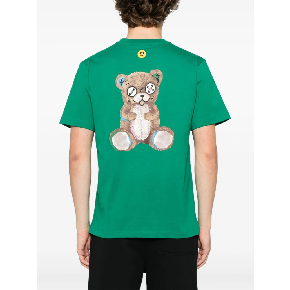 Barrow Groene Crew Neck T-shirt met Bear Print Green Heren