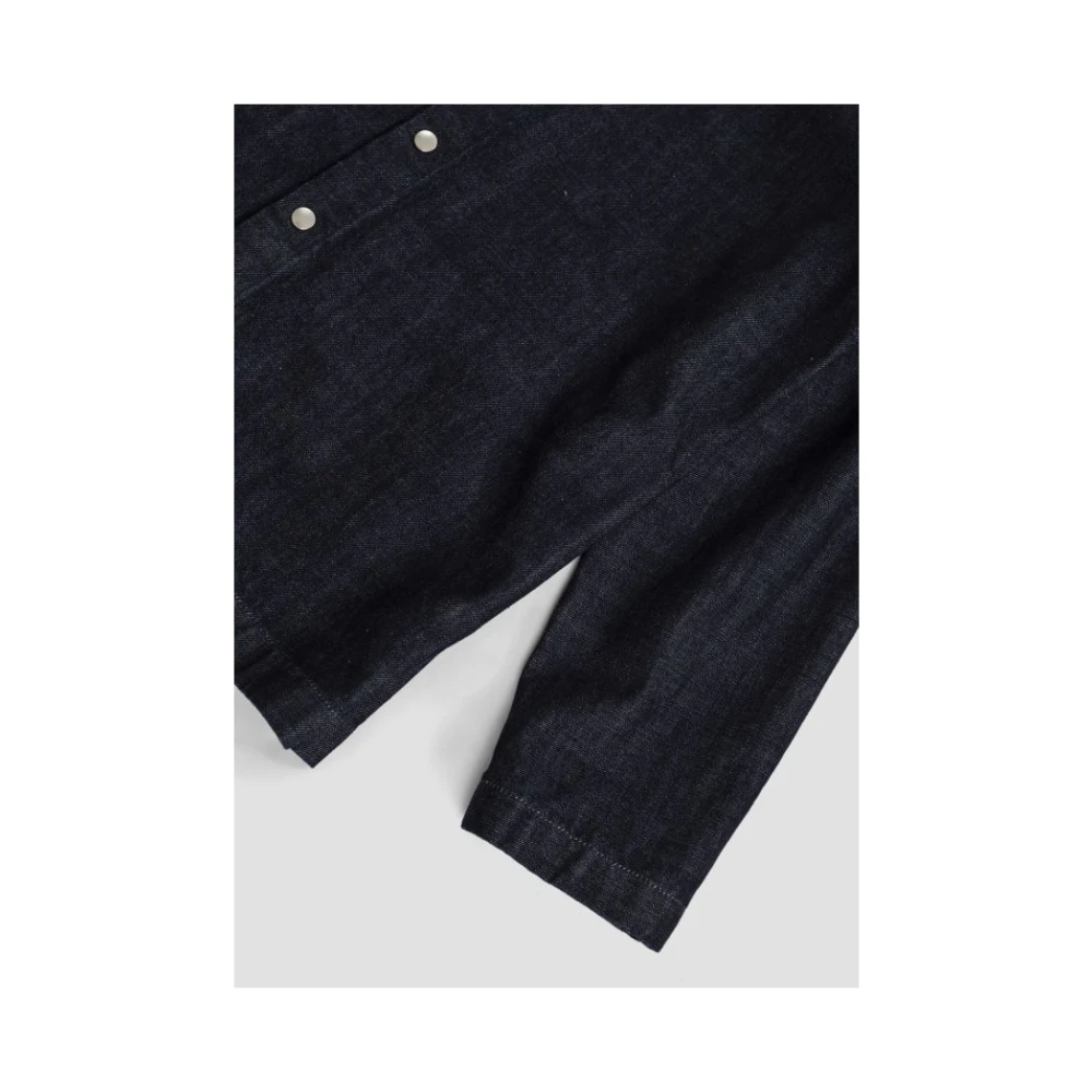 Jil Sander Navy Blauw Denim Shirt Snap Sluiting Black Heren