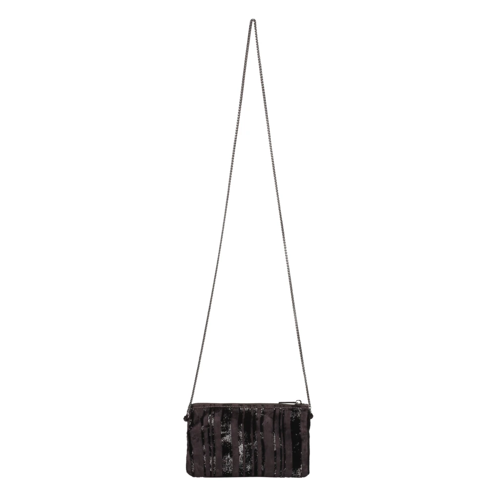 Lorena Antoniazzi Velvet clutch met bloemenapplicatie Brown Dames