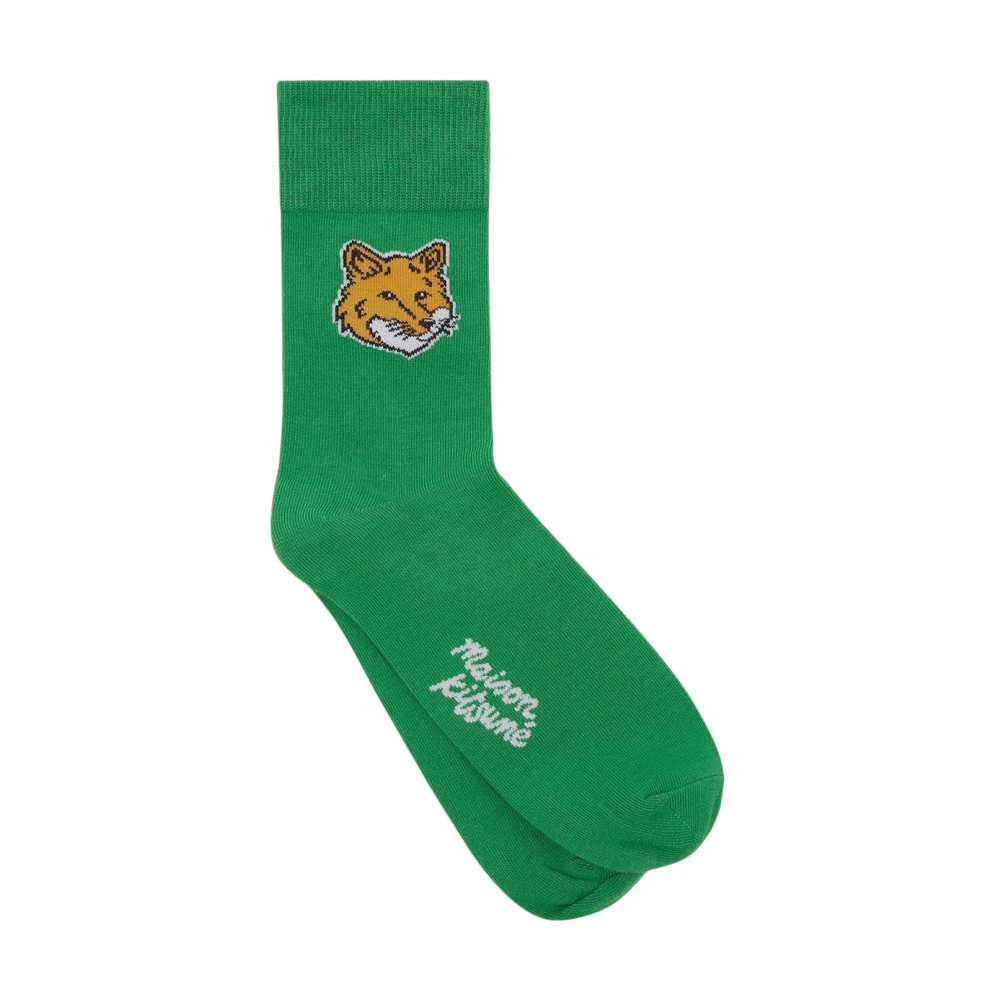 Maison Kitsuné Katoenen Fox Sok Green Unisex
