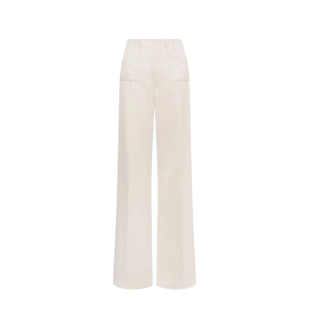 Philosophy Di Lorenzo Serafini Women's White Diagonal Canvas Trousers - Wide Trousers - 2XS - Trousers