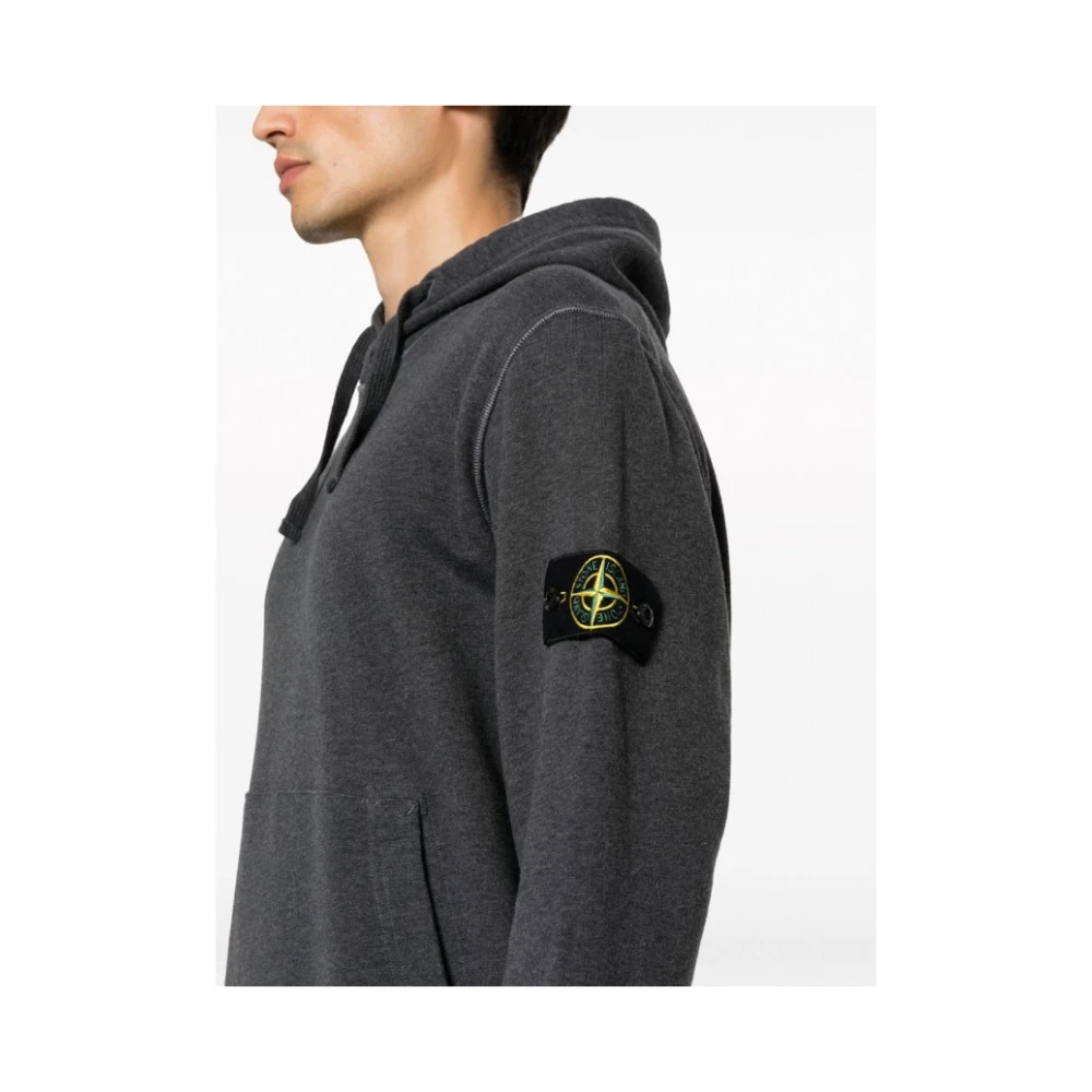 Stone Island Hoodie van geborsteld katoen fleece Gray Heren