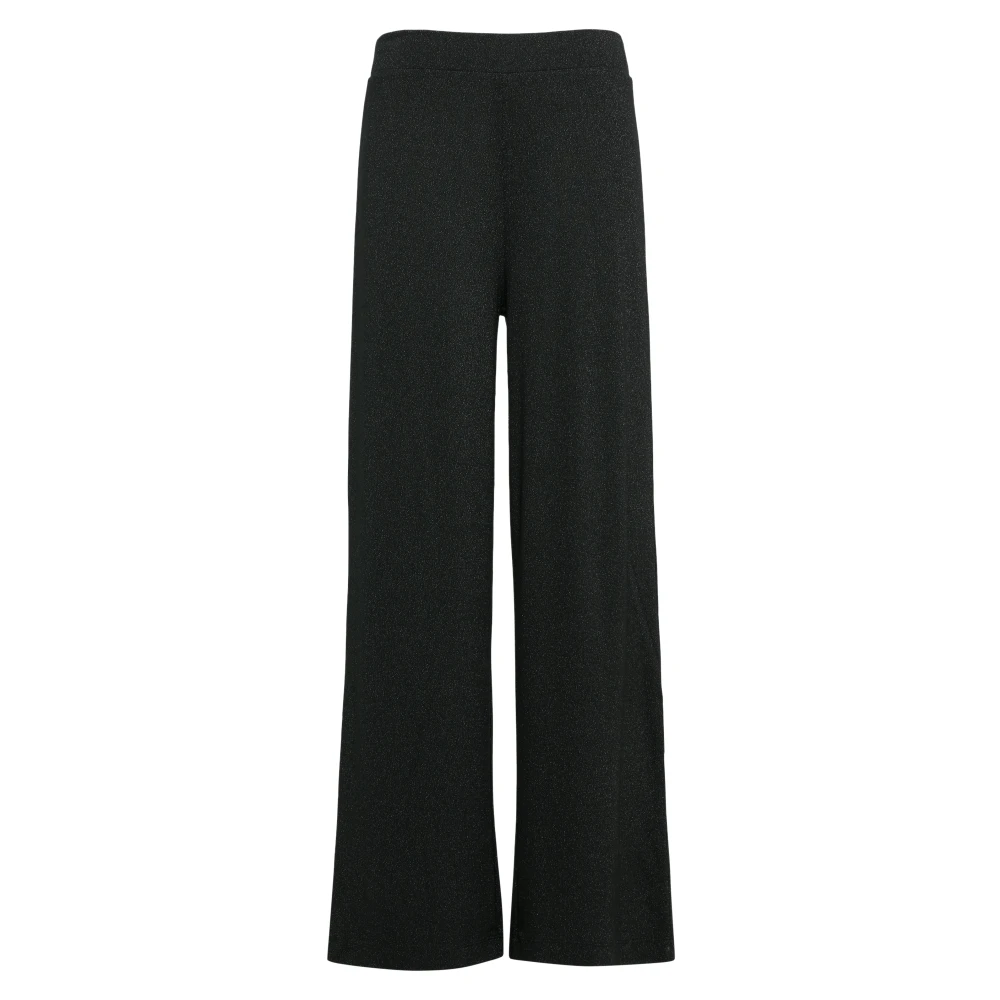 Comma Wide Leg Jersey Broek Black Dames