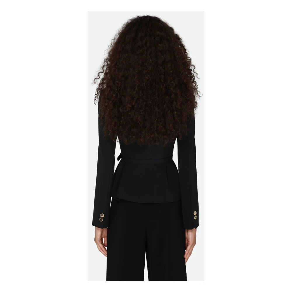 pinko Zwarte Jas met Afneembare Riem Black Dames