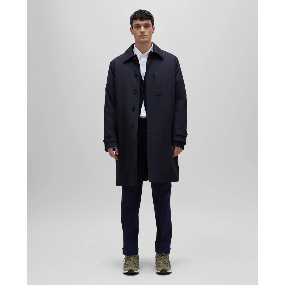 Aspesi Navy Wol Stroll Regenjas Jas Blue Heren