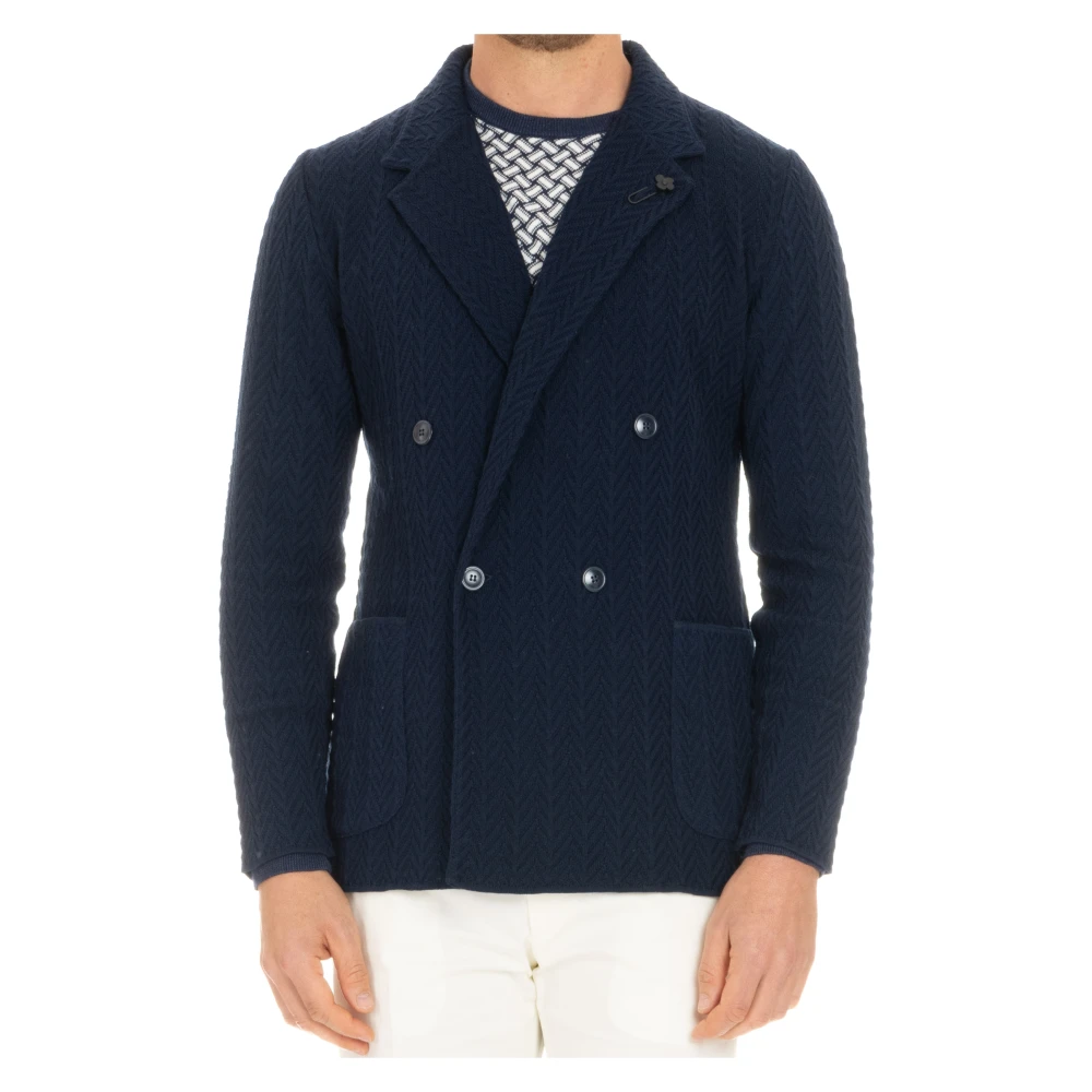 Lardini Men's Blue Blazers, S, Double-Breasted Jacket
