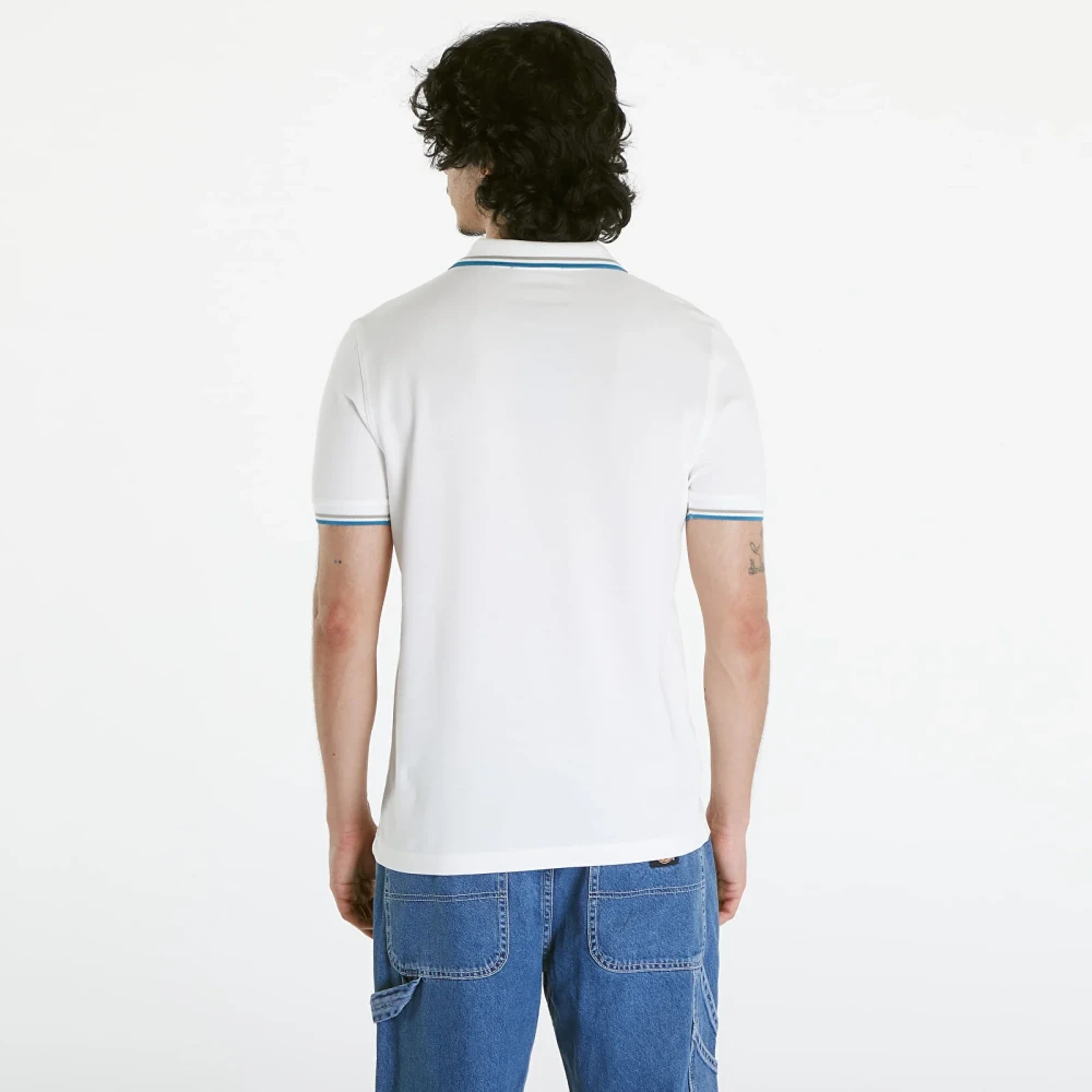 Fred Perry Blauw Gestreept Polo Met Dubbele Lijn White Heren