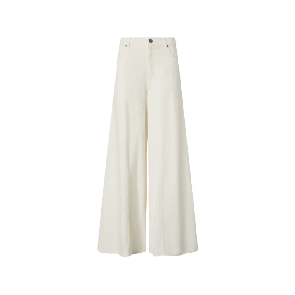 Pinko Women's White Wide Trousers, S, Wide Leg Trousers