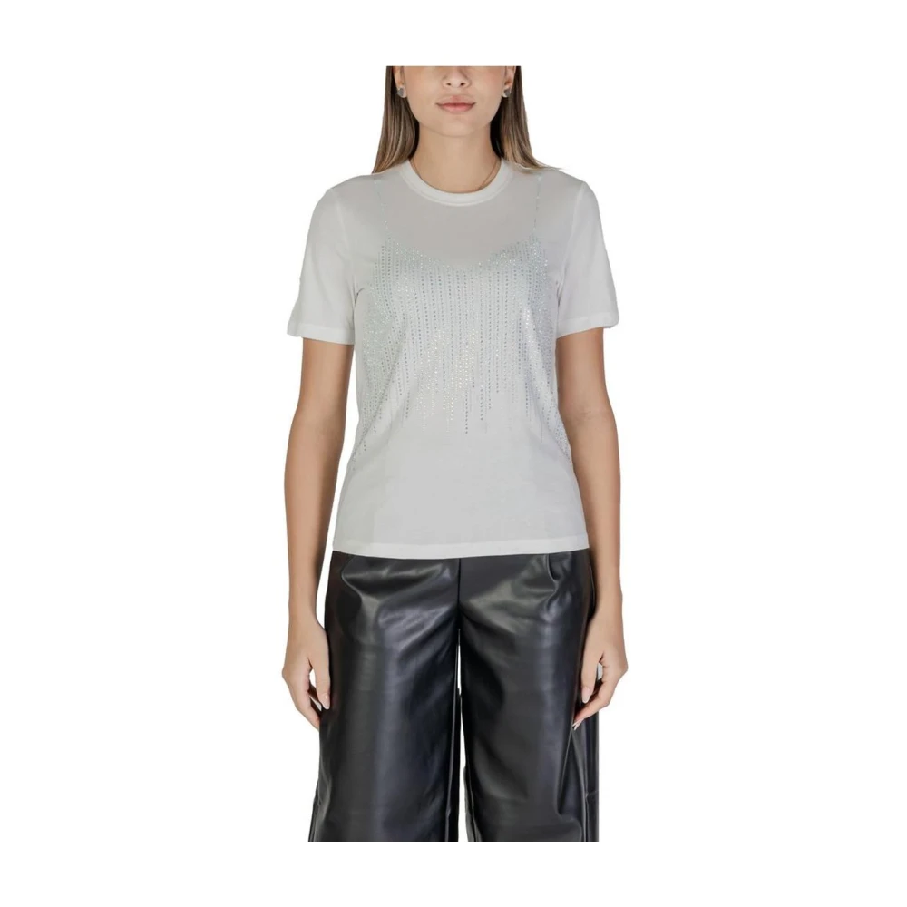 Only Kristal Detail T-Shirt Herfst Winter Collectie White Dames