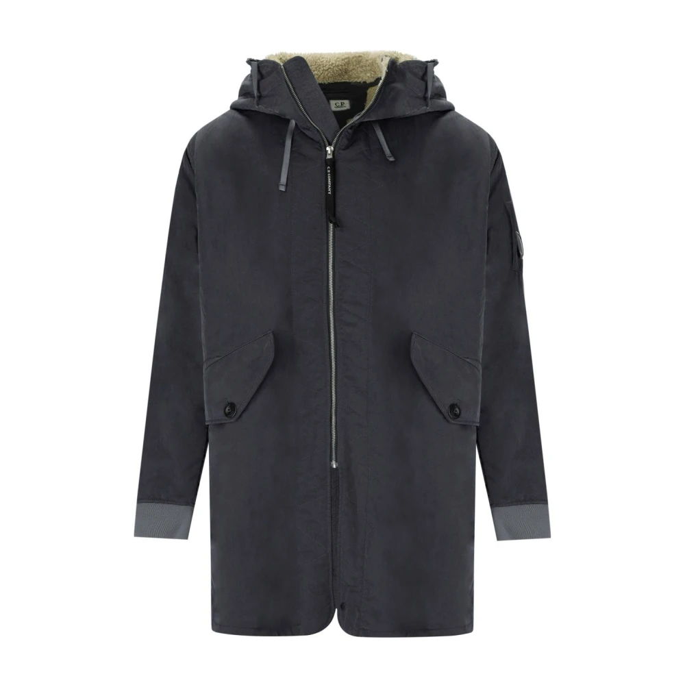 C.P. Company Zwarte Zand Nylon Parka met Lens Black Heren