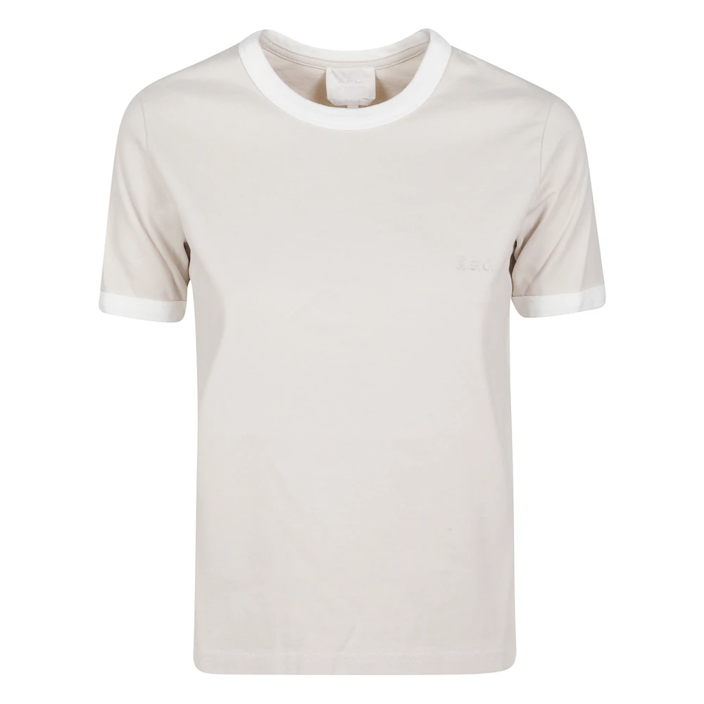 A.p.c. Women's Beige Ringer Crop T-Shirt - T-Shirts - M - Tops