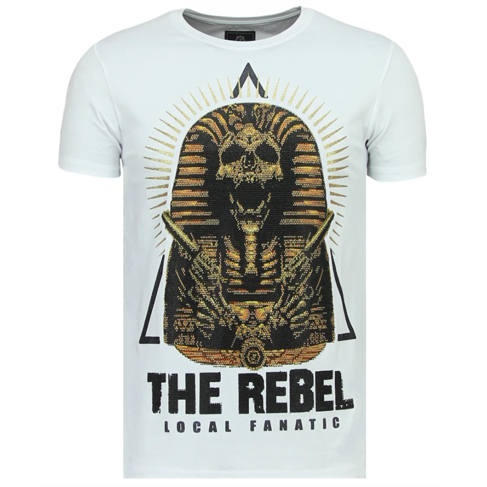 Local Fanatic Rebel Pharaoh Rhinestones - Exklusiv T-shirt Herr - 6322W White, Herr