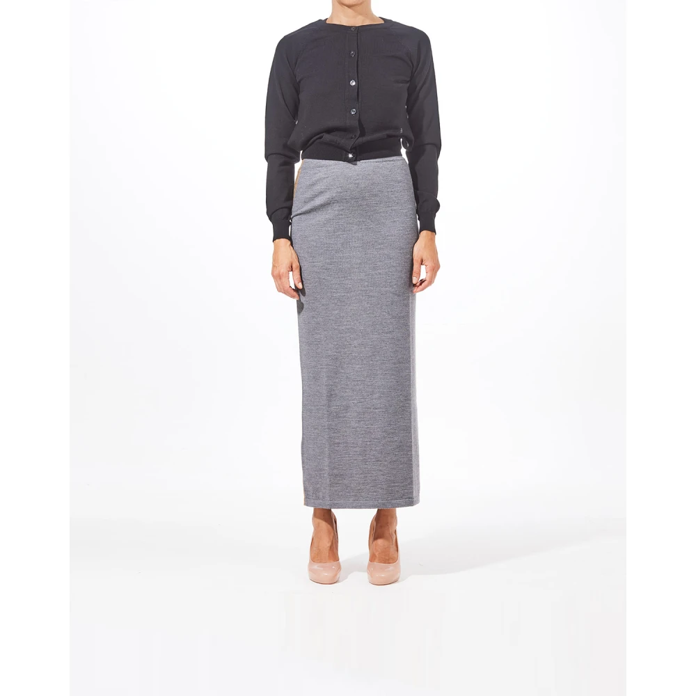 Moschino Merino Wol Lange Rok Grijs Gray Dames