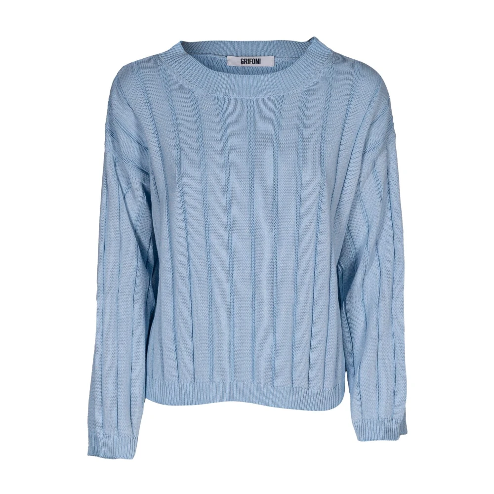 Mauro Grifoni Katoenen Dames T-shirt Italiaans Ontwerp Blue Dames