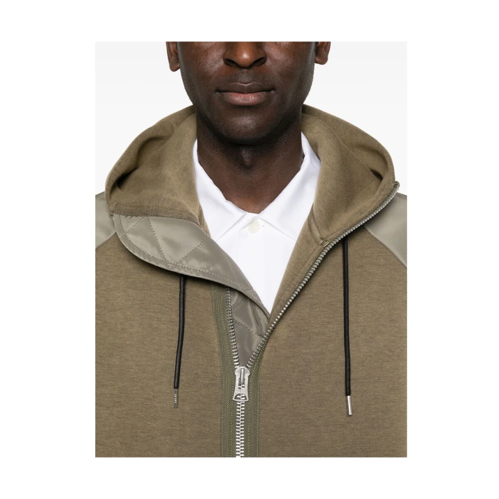 Sacai Olijfgroene Hoodie met Rits Green Heren